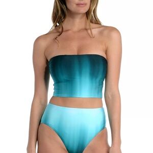 La Blanca Women's Bandeau Midkini Bikini Swimsuit turquoise and ocean
